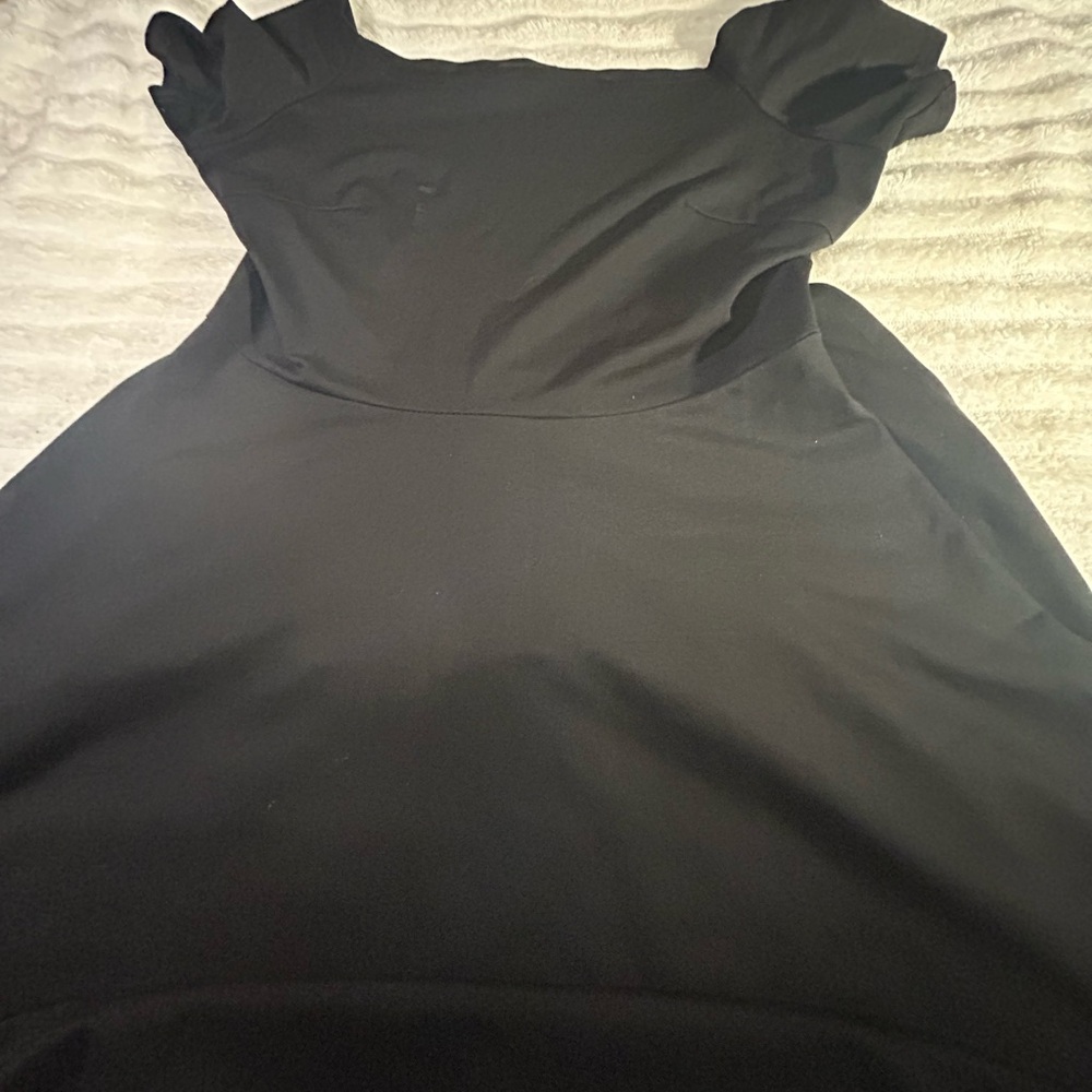 Black Sheath Mini Dress with Flutter Cap Sleeves